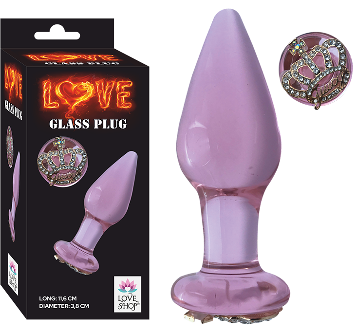 GLASS ANAL PLUG CAM DOLGU TAŞLI PEMBE RENK KIRILMAZ VUCUT ISISINA DUYARLI