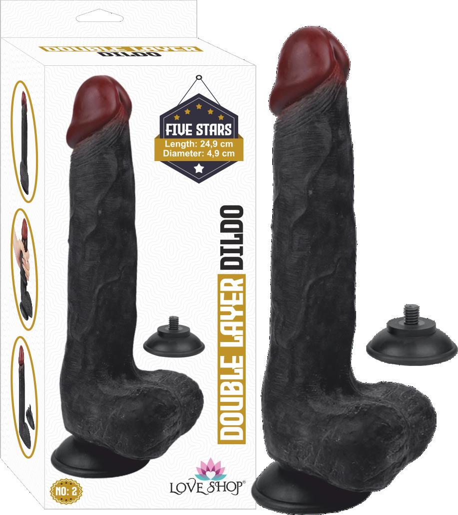 ÇİFT KATMANLI %100 GERCEKCİ SİYAH PENİS 25 CM KIKIRDAK DOKU NO/2
