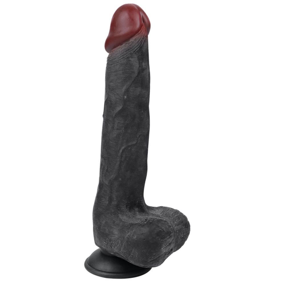 ÇİFT KATMANLI %100 GERCEKCİ SİYAH PENİS 25 CM KIKIRDAK DOKU NO/2