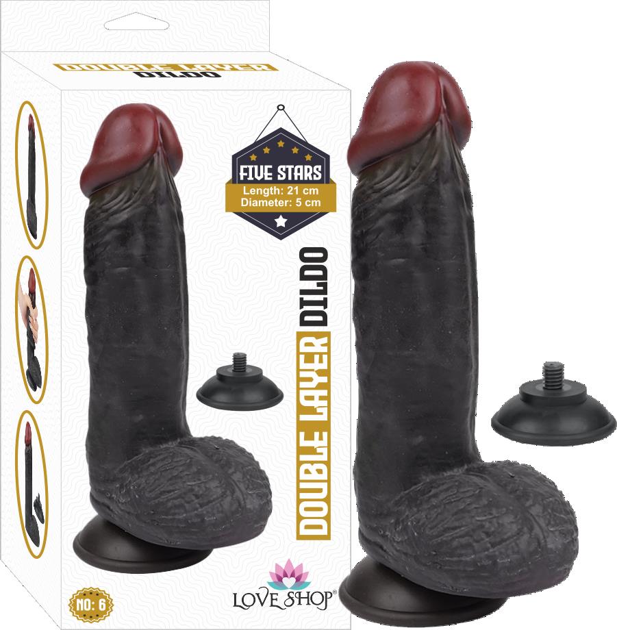 ÇİFT KATMANLI %100 GERCEKCİ SİYAH PENİS 21 CM KIKIRDAK DOKULU  NO/6