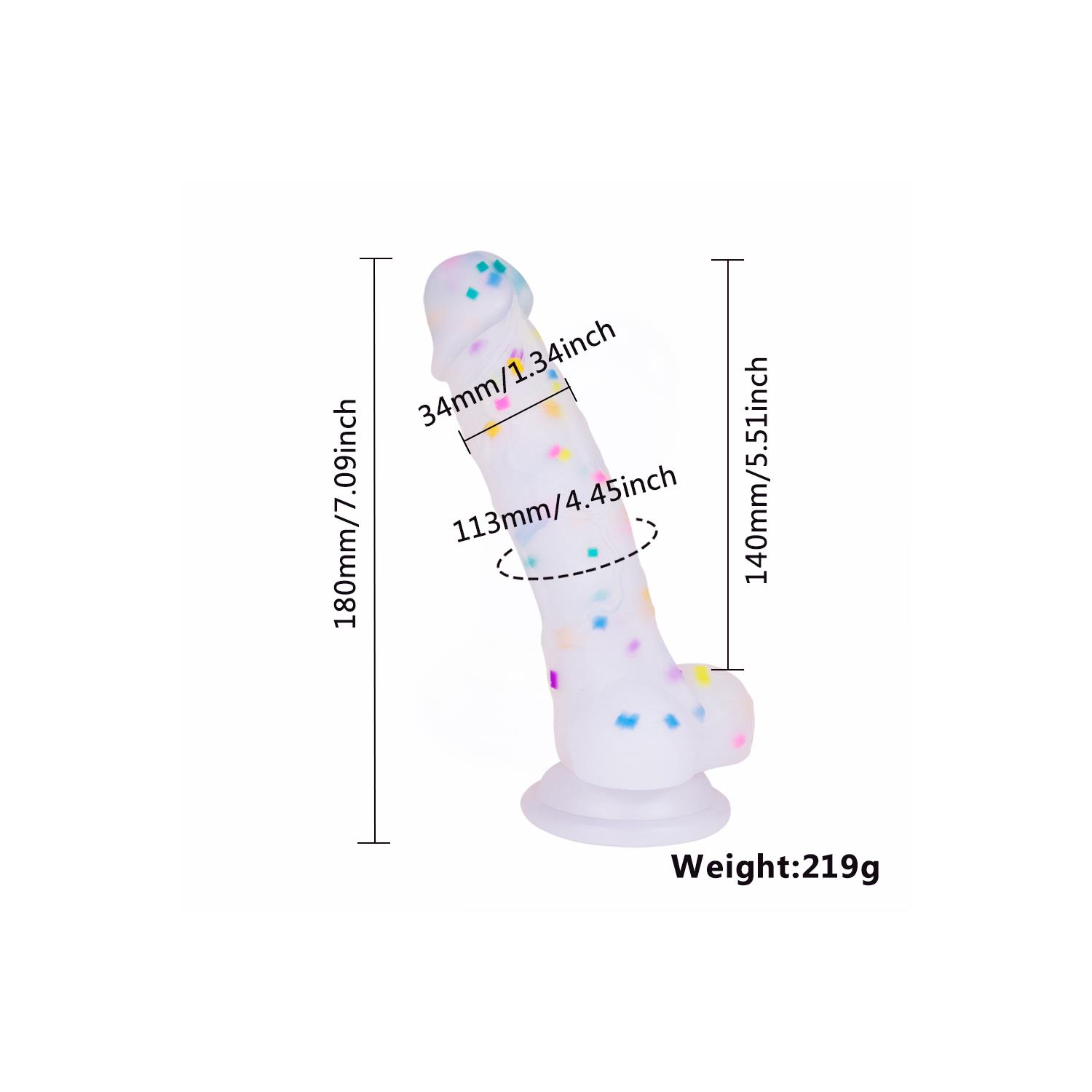 SİLİKON REALİSTİK GÖKKUŞAĞI RENKLİ PENİS 18 CM 