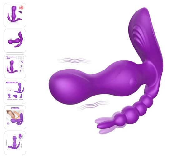 JAIN Kablosuz Kumandalı G-Noktası Anal ve Klitoris Uyarıcı Külot İçi Giyilebilir 3/1 Arada Vibratör - Mor