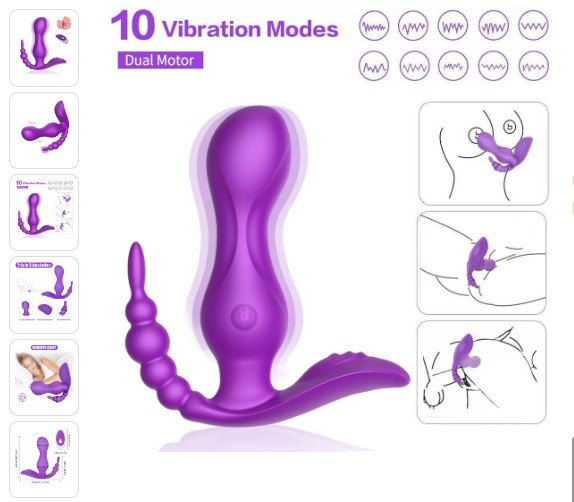 JAIN Kablosuz Kumandalı G-Noktası Anal ve Klitoris Uyarıcı Külot İçi Giyilebilir 3/1 Arada Vibratör - Mor