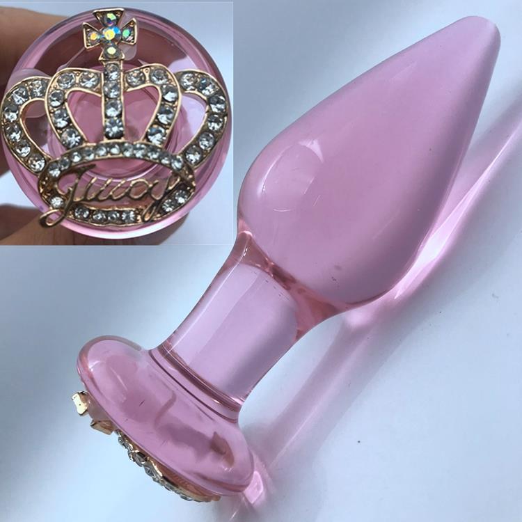 GLASS ANAL PLUG CAM DOLGU TAŞLI PEMBE RENK KIRILMAZ VUCUT ISISINA DUYARLI