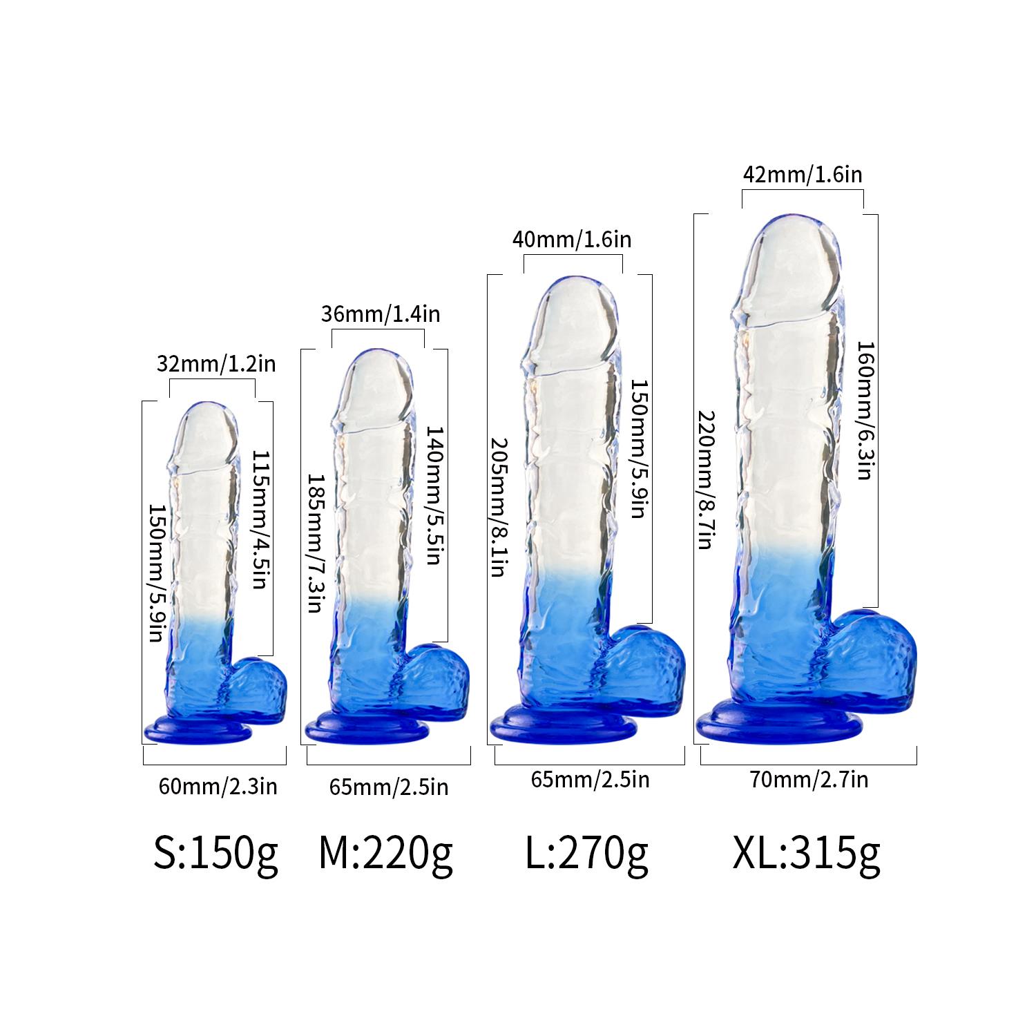 Şeffaf Realistik Dildo 20 cm alt kısımlar mor renk 
