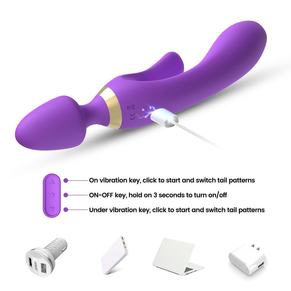 WOWYES Manyetik Şarjlı Su Geçirmez Titreşimli  Dildo Vibratör ve Massager 3 in 1 Arada 