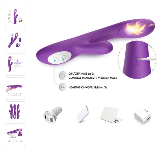 Spark Isıtmalı Klitoris ve G Spot Uyarıcı 2 in 1 Rabbit Vibratör 