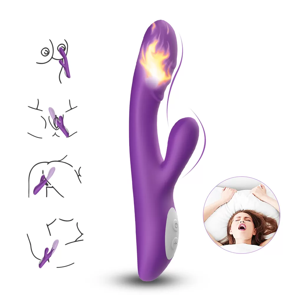  Spark Isıtmalı Klitoris ve G Spot Uyarıcı 2 in 1 Rabbit Vibratör 