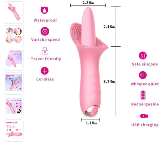 TONGUE Şarjlı Su Geçirmez Güçlü Titreşimli G Nokta ve Klitoris Uyarıcı Dil Vibratör