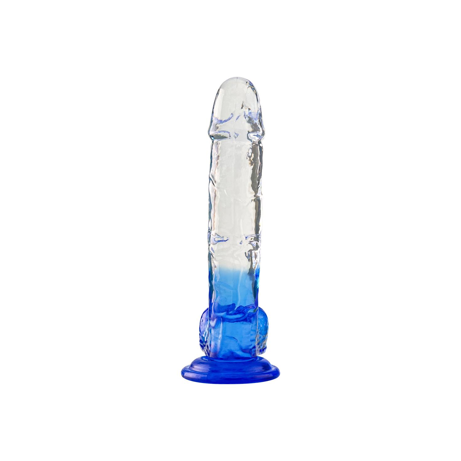 Şeffaf Realistik Dildo 20 cm alt kısımlar mavi renk 