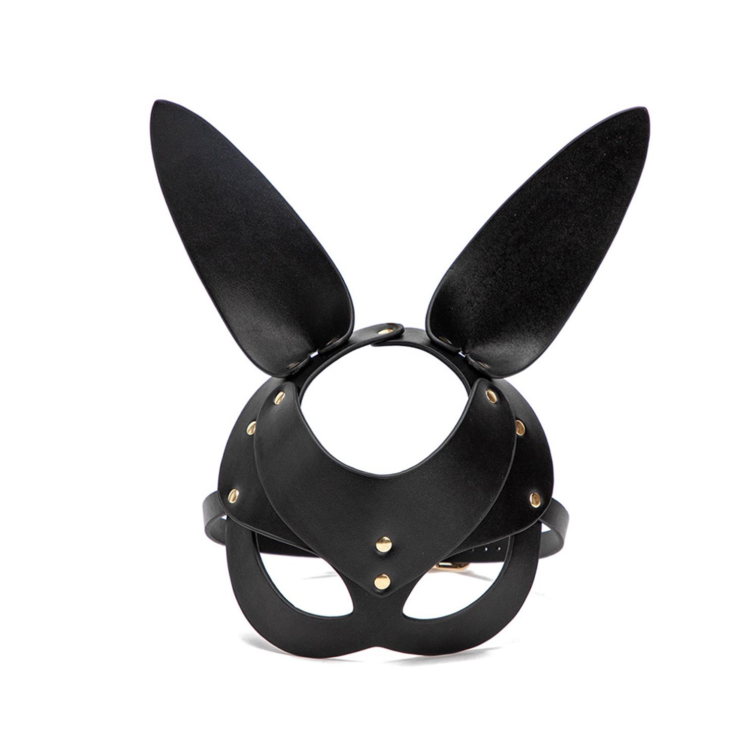 SİYAH DERİ TAVŞAN MASKE 