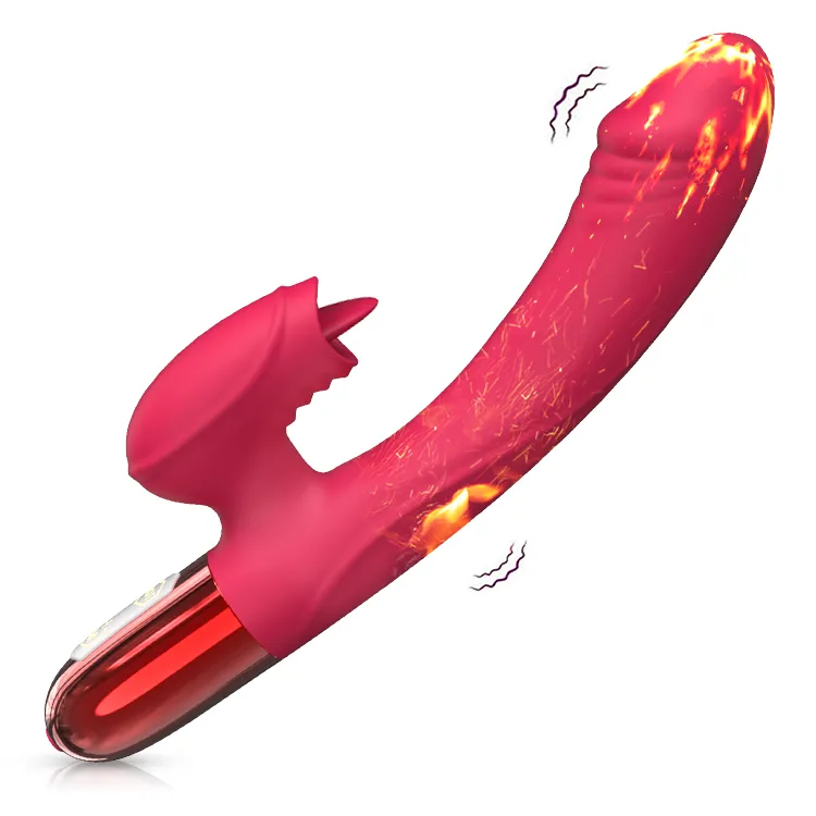 V2 Şarjlı Akıllı Isıtmalı Güçlü Titreşimli G-Spot Klitoris Uyarıcı  Penis 2 in 1 Dil Vibratör