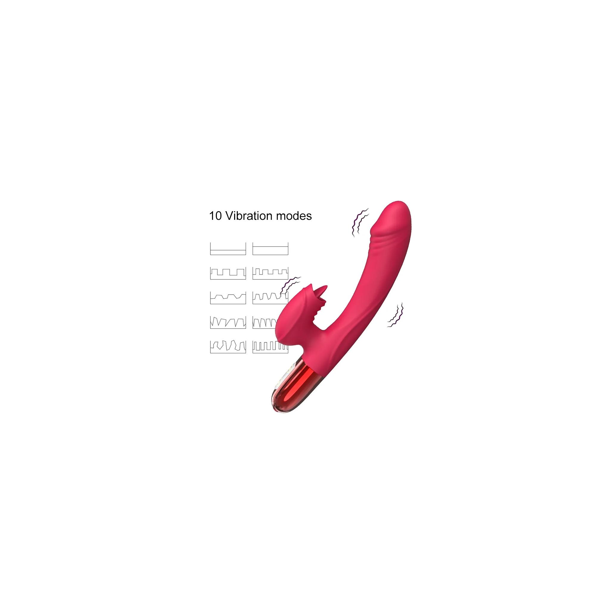 V2 Şarjlı Akıllı Isıtmalı Güçlü Titreşimli G-Spot Klitoris Uyarıcı  Penis 2 in 1 Dil Vibratör