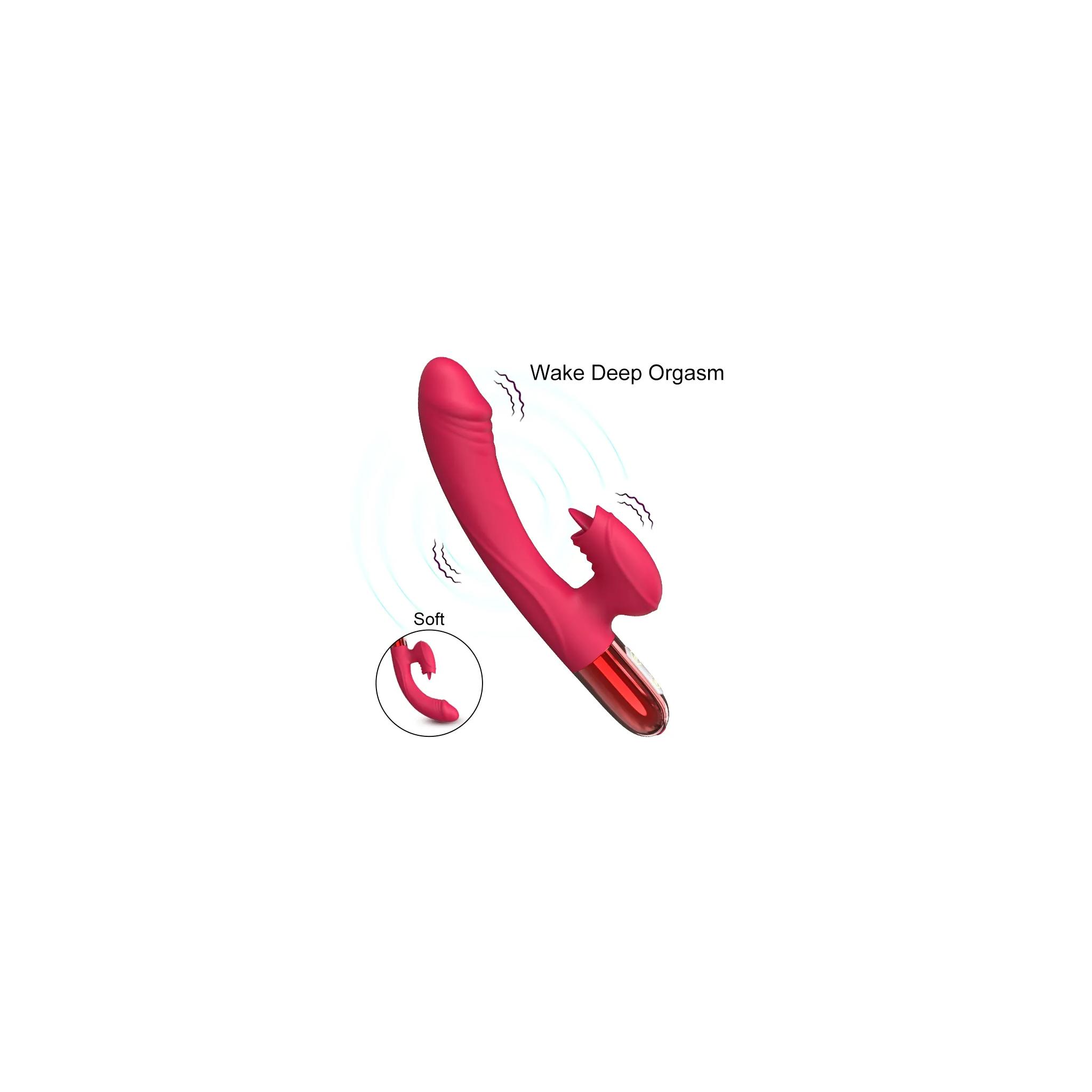 V2 Şarjlı Akıllı Isıtmalı Güçlü Titreşimli G-Spot Klitoris Uyarıcı  Penis 2 in 1 Dil Vibratör