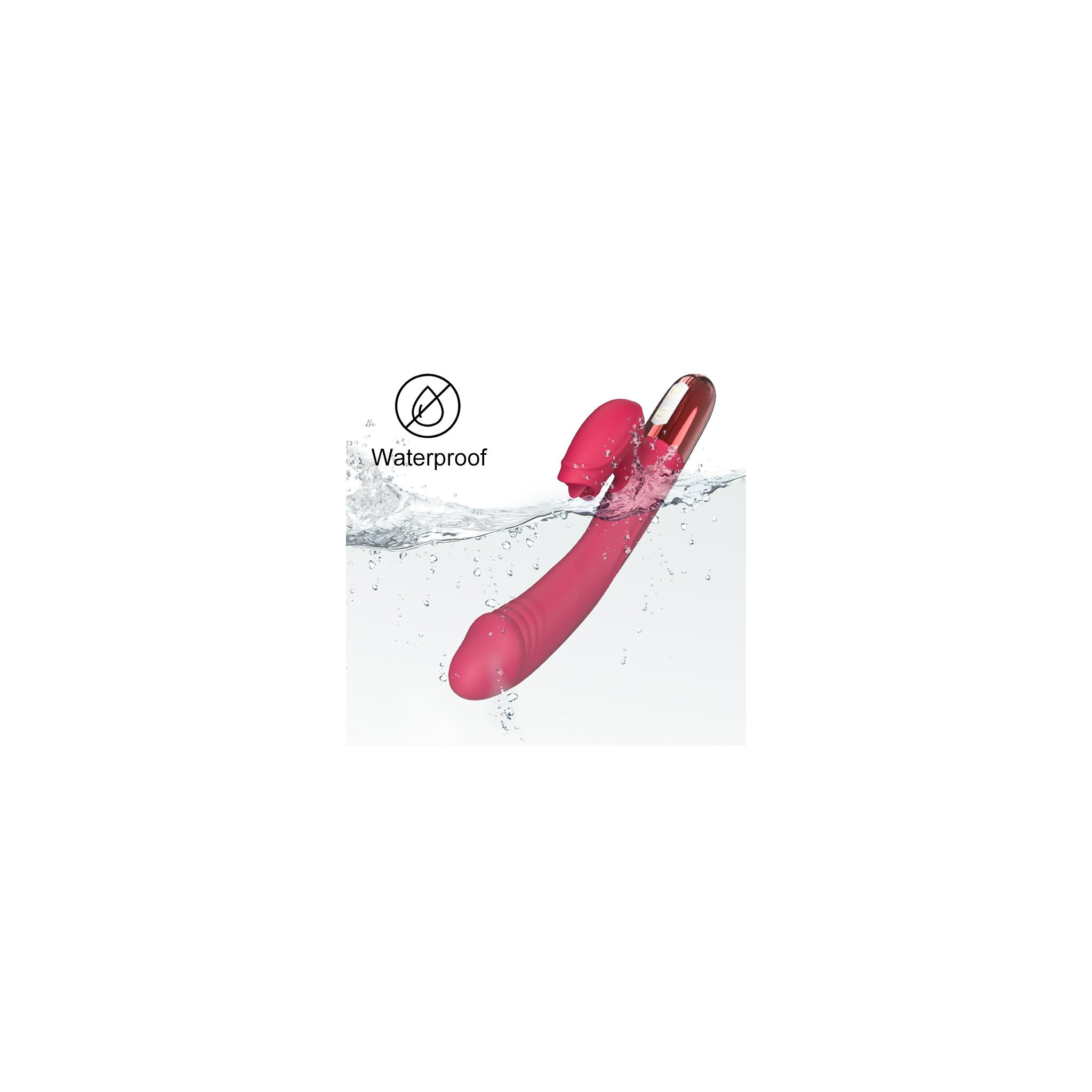 V2 Şarjlı Akıllı Isıtmalı Güçlü Titreşimli G-Spot Klitoris Uyarıcı  Penis 2 in 1 Dil Vibratör