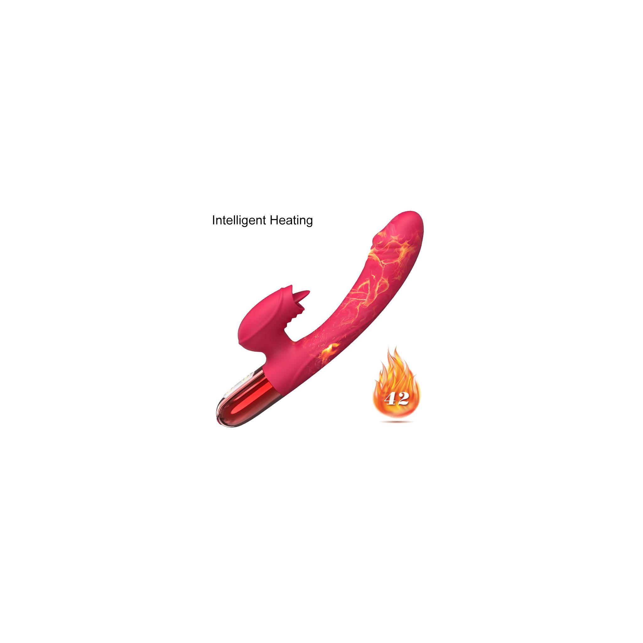 V2 Şarjlı Akıllı Isıtmalı Güçlü Titreşimli G-Spot Klitoris Uyarıcı  Penis 2 in 1 Dil Vibratör